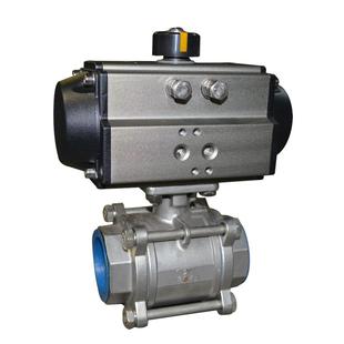 Q611F 球阀DN1520253240506580 16P304不锈钢内牙螺纹气动三片式