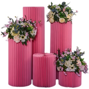 婚庆甜品台摆件罗马柱路引婚礼折纸纸质珍珠布置结婚橱窗柱子