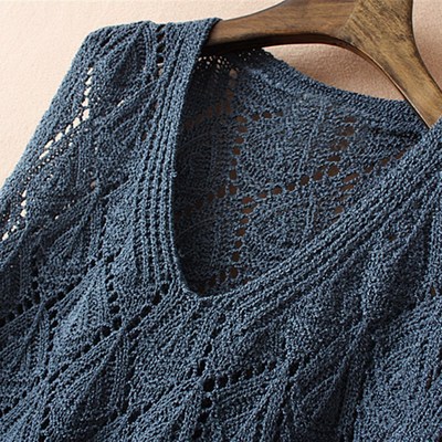 加肥加大码女装胖妹妹宽松镂空针织马甲盘mm中长款V领毛衣背心女