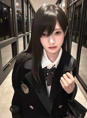 东京岁时记jk大衣学院风毛呢外套长款黑色双排扣毛绒大衣津南女大