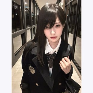 东京岁时记jk大衣学院风毛呢外套长款黑色双排扣毛绒大衣津南女大