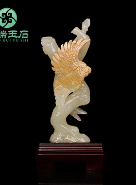 祥瑞玉器天然玉石鹦鹉摆件客厅酒柜书房摆设办公室装饰工艺品