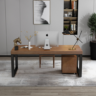 美式实木书桌台式办公电脑桌学生写字桌椅组合工作台会议桌长桌子