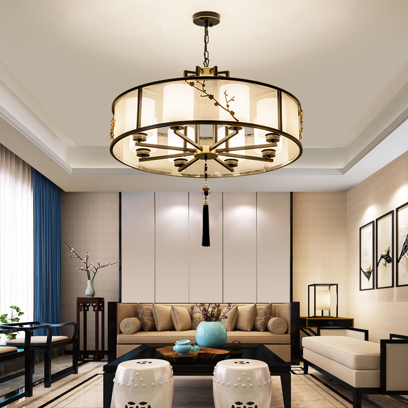 新中式吊灯客厅灯圆形中国风创意餐厅卧室书房饭店餐桌灯个性灯具