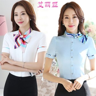 衬衫 春夏职业装 套裙短袖 套装 女酒店美容师前台空姐面试工作服 女装
