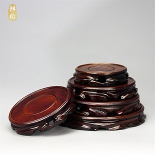 根雕实木底座圆形花瓶盆景鱼缸酒坛奇石佛像工艺品摆件木质底托