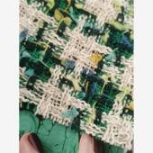 国外小香风面料祖母绿粗花呢布料花纱春夏千鸟格花呢