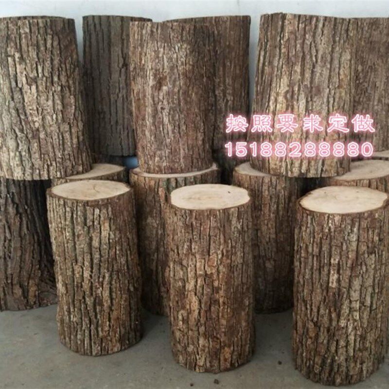 仿真木桩 假树桩 圆木桩 树墩 原木木柱 木方木方天然木材 真木桩 - 实物图