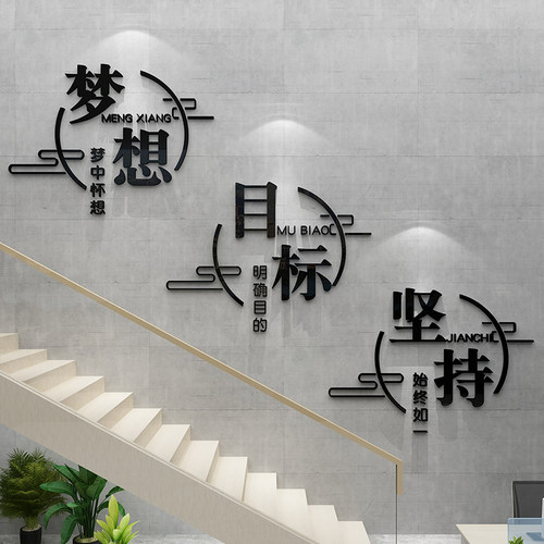 办公室楼梯墙面装饰企业文化创意贴纸团队励志标语司背景形象布置
