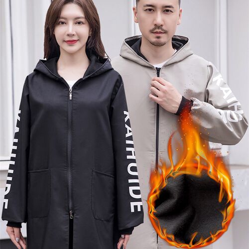 秋冬加绒罩衣长袖工作服上班围裙女时尚保暖拉链正穿衣男防水定制