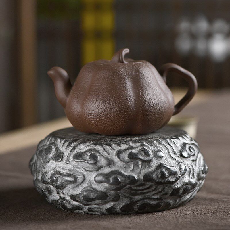 原石手工祥云青石头壶承壶托茶承盖托干泡台茶台摆件功夫茶具配件