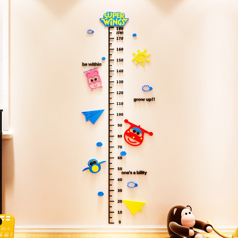 卡通身高贴3D立体墙贴纸客厅卧室男女儿童房间改造布置墙面装饰品
