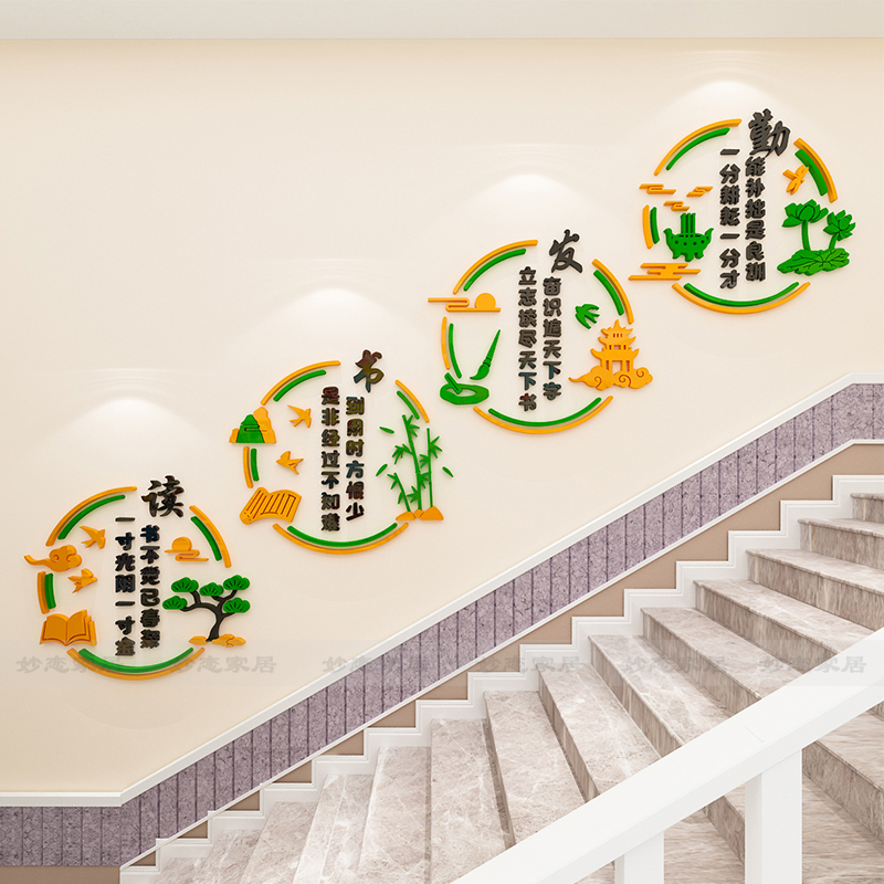 教室文化墙贴纸楼梯走廊装饰班级布置中小学名人名言励志标语墙贴
