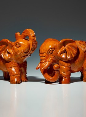 红木大象摆件一对实木质吸水象吸财如意象家居办公室店铺装饰礼品