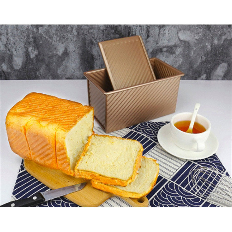 金色不沾土司盒金色波纹吐司模带盖土司模具面包模具金色土司盒