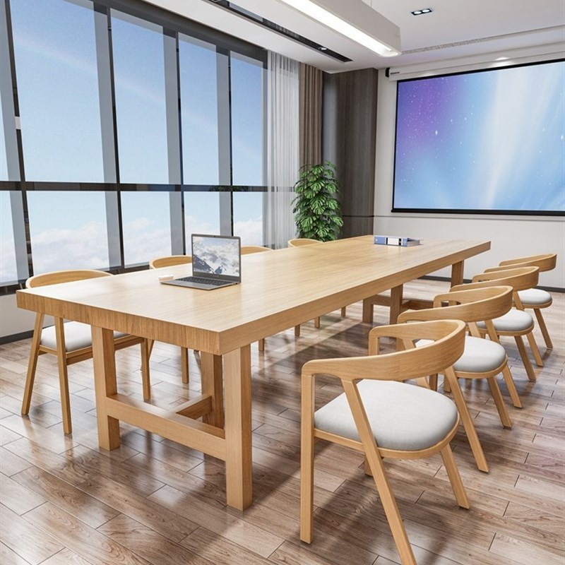工作台办公室洽谈桌椅长桌大板桌会议桌简约现代全实木桌子长长条