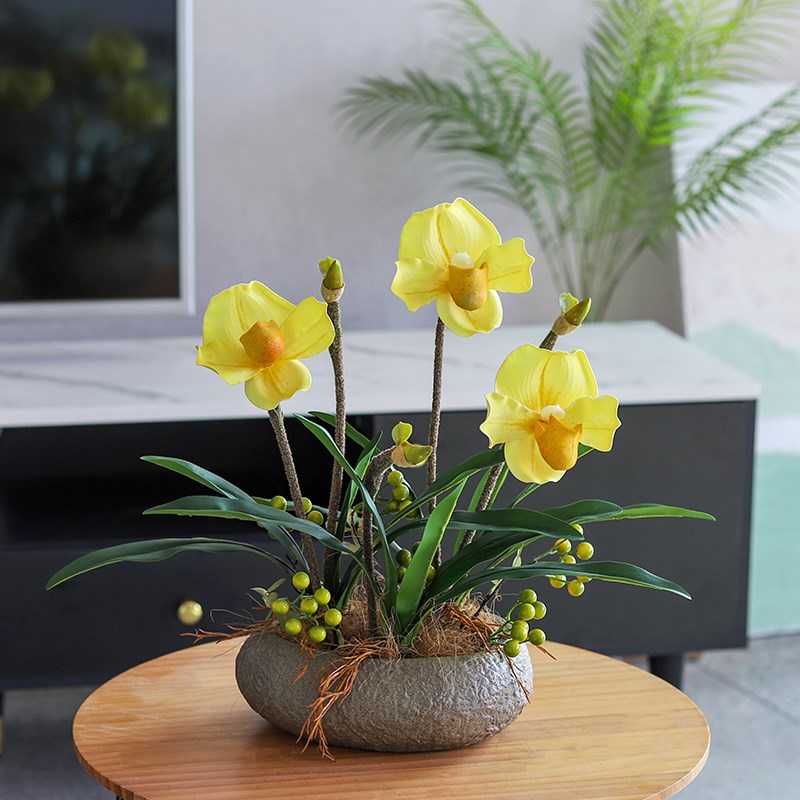 蝴蝶兰盆栽仿真花摆设客厅高端摆花餐桌装饰品摆件花艺高级仿生花