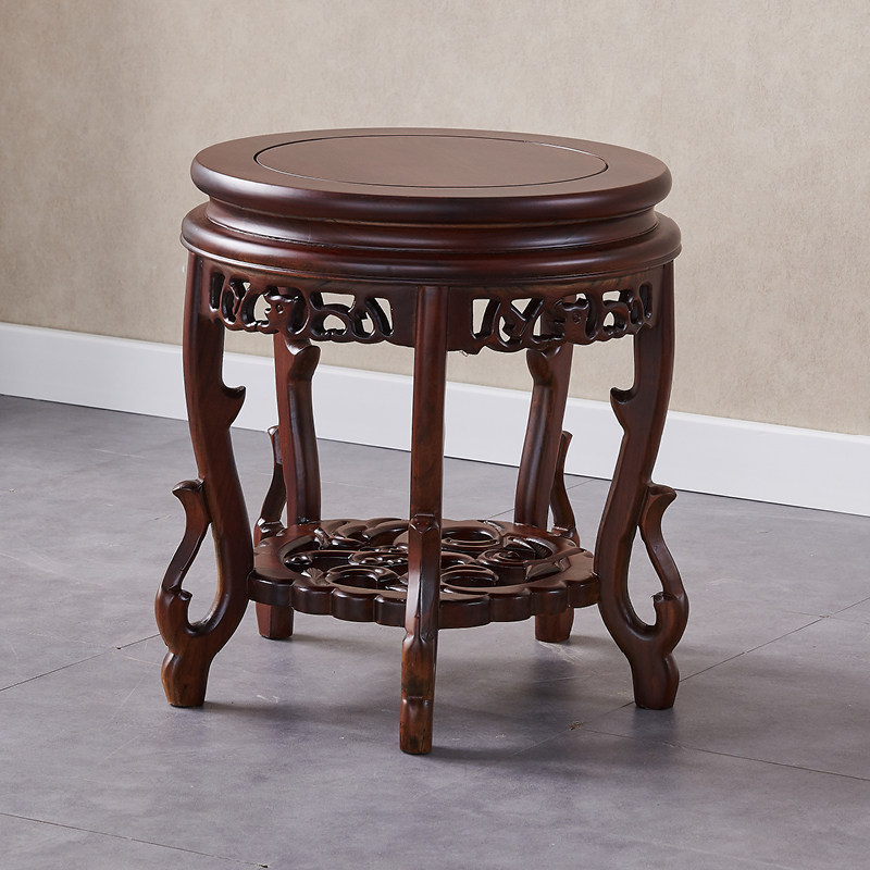 中式实木古筝凳圆凳子明清古典餐桌凳琴凳榆木仿古板凳矮凳鼓登