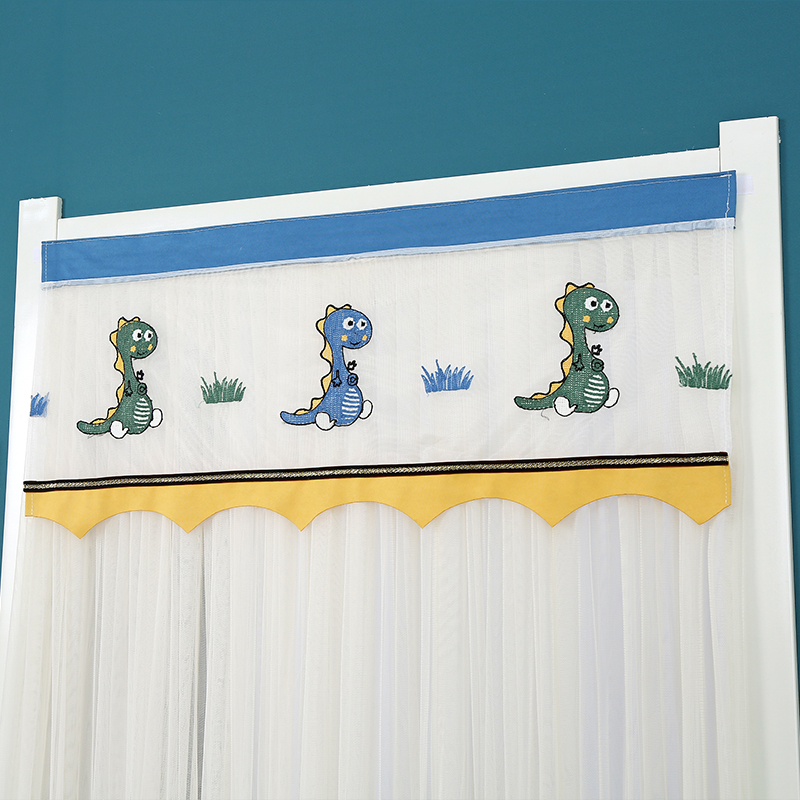 防蚊门帘家用2022新款蕾丝半帘短帘卧室厨房长纱帘免打孔隔断帘子