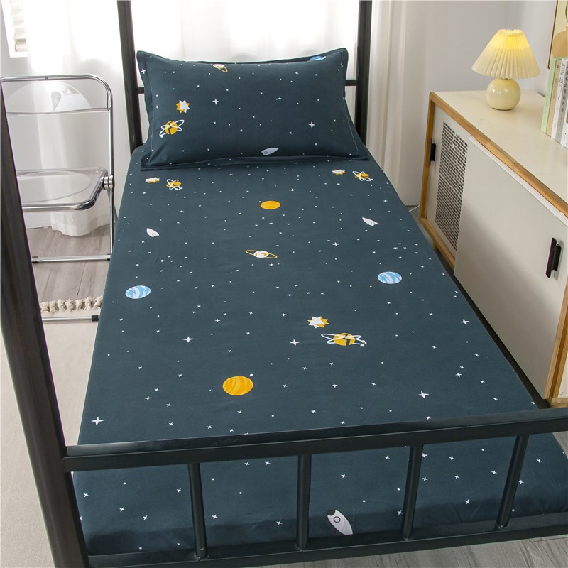 磨毛床笠全棉床单件全包床垫套90x200纯棉床罩防尘学生宿舍三件套