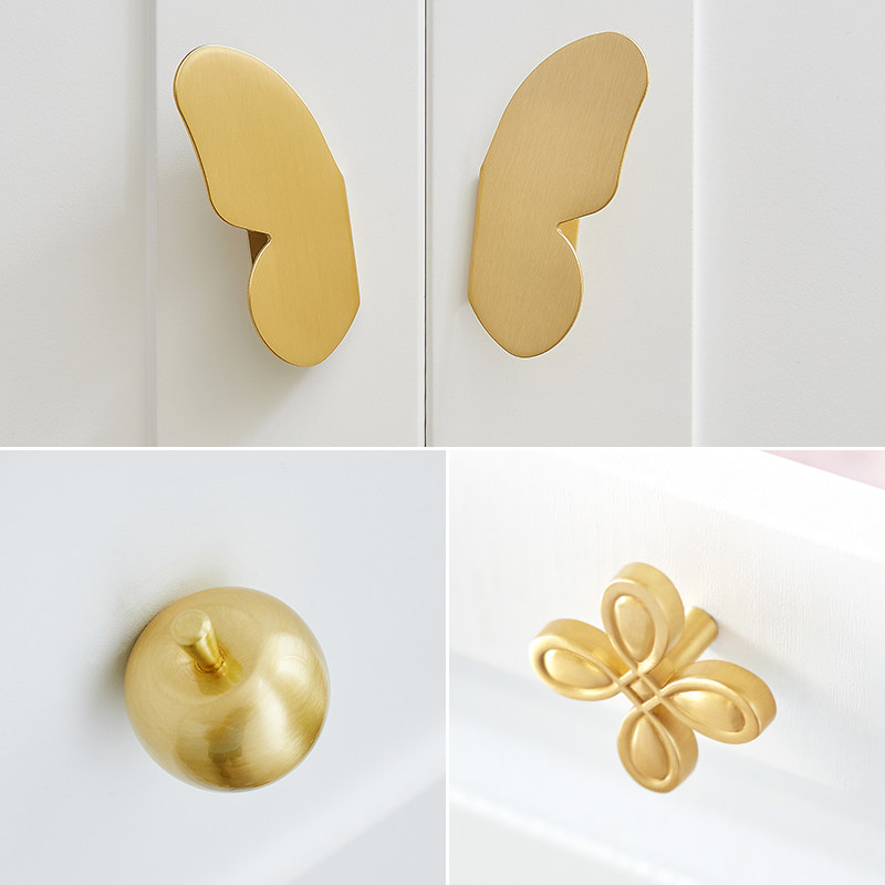 创意个性银杏叶黄铜衣柜门把手抽屉五金橱柜北欧金色天使拉手轻奢,基础建材,小拉手,淘宝优惠券,粉丝福利购,淘宝优惠卷