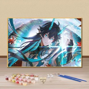 崩坏星穹铁道二次元 人物饮月君丹恒diy数字油画手绘填色画画礼物