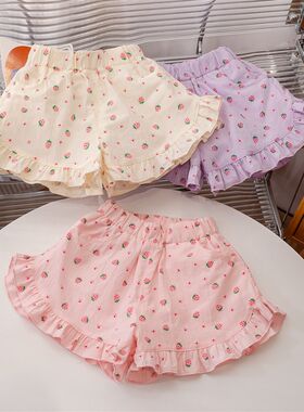 2025夏季新款女童裤子儿童夏款草莓短裤女宝宝夏天休闲宽松外穿潮