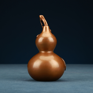 铜欣祥 纯铜双钱葫芦摆件福禄双全葫芦家居装饰品客厅乔迁礼品