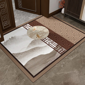 新中式 轻奢软硅藻泥入户门地垫可擦免洗家用玄关进门可定制脚垫