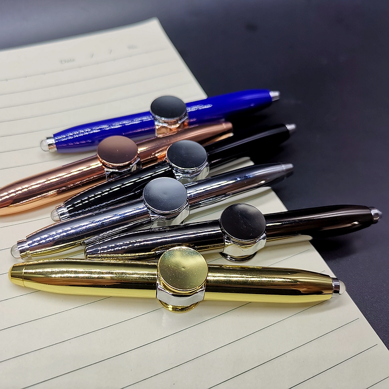 指尖陀螺笔LED灯发光玩具无聊发泄解压笔金属笔多功能学生圆珠笔