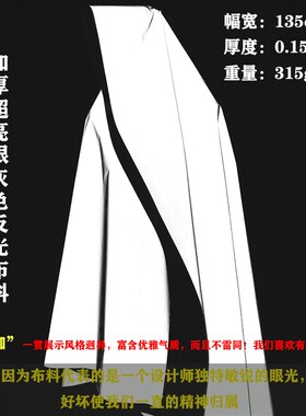 加厚亮银灰色夜光反光布料防水安全警示功能风雨衣服装设计师面料