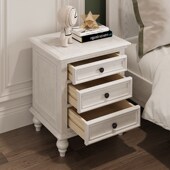 美式 白色实木床头柜白蜡木沙发边柜简约床头收纳柜小柜子卧室家具