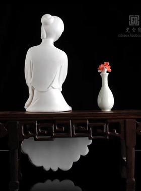 德化白瓷人物古典仕女美女幽香 家居客厅书房软装饰办公工艺摆件