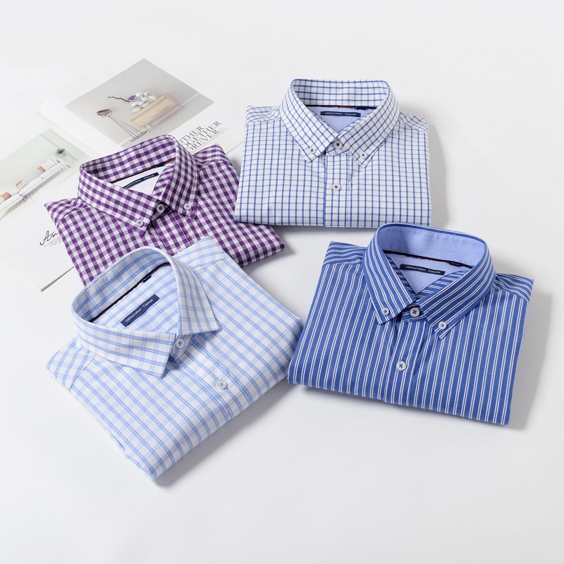 春季加大码中年纯棉格子衬衫男长袖大号加肥胖子宽松休闲全棉衬衣