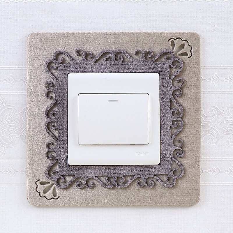 可水洗免粘新中式布艺墙贴装饰套开关贴保护套