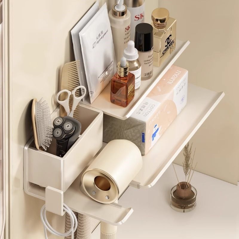 浴室电吹风机支架卫生间厕所墙上置物架子收纳神器免打孔壁挂S