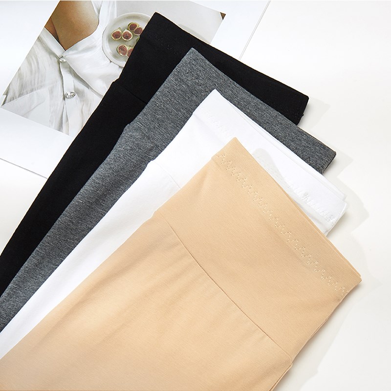 纯棉七分裤女夏薄款外穿打底裤高腰紧身弹力大码胖MM过膝全棉7分