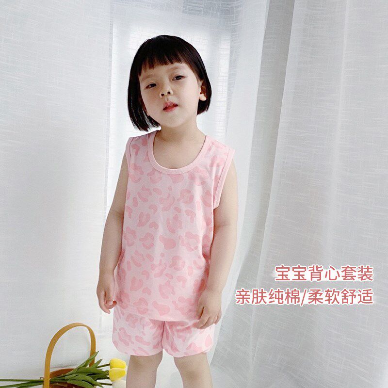 夏季儿童0男女宝宝纯棉吊带短裤两件套1婴儿背心套装2岁薄款夏装