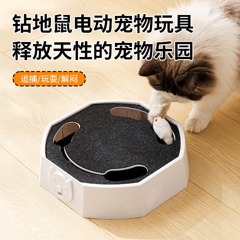 宠物电动猫转盘毛绒小老鼠猫转盘
