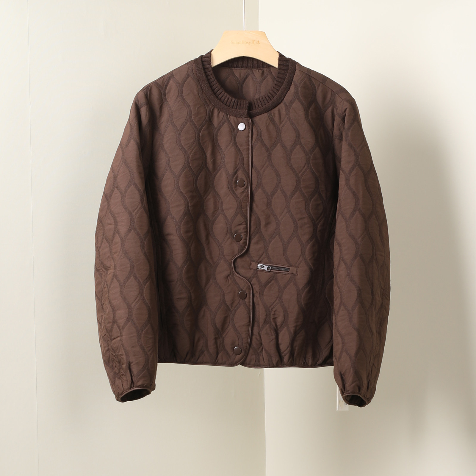 小众肌理绗缝短款棉服女