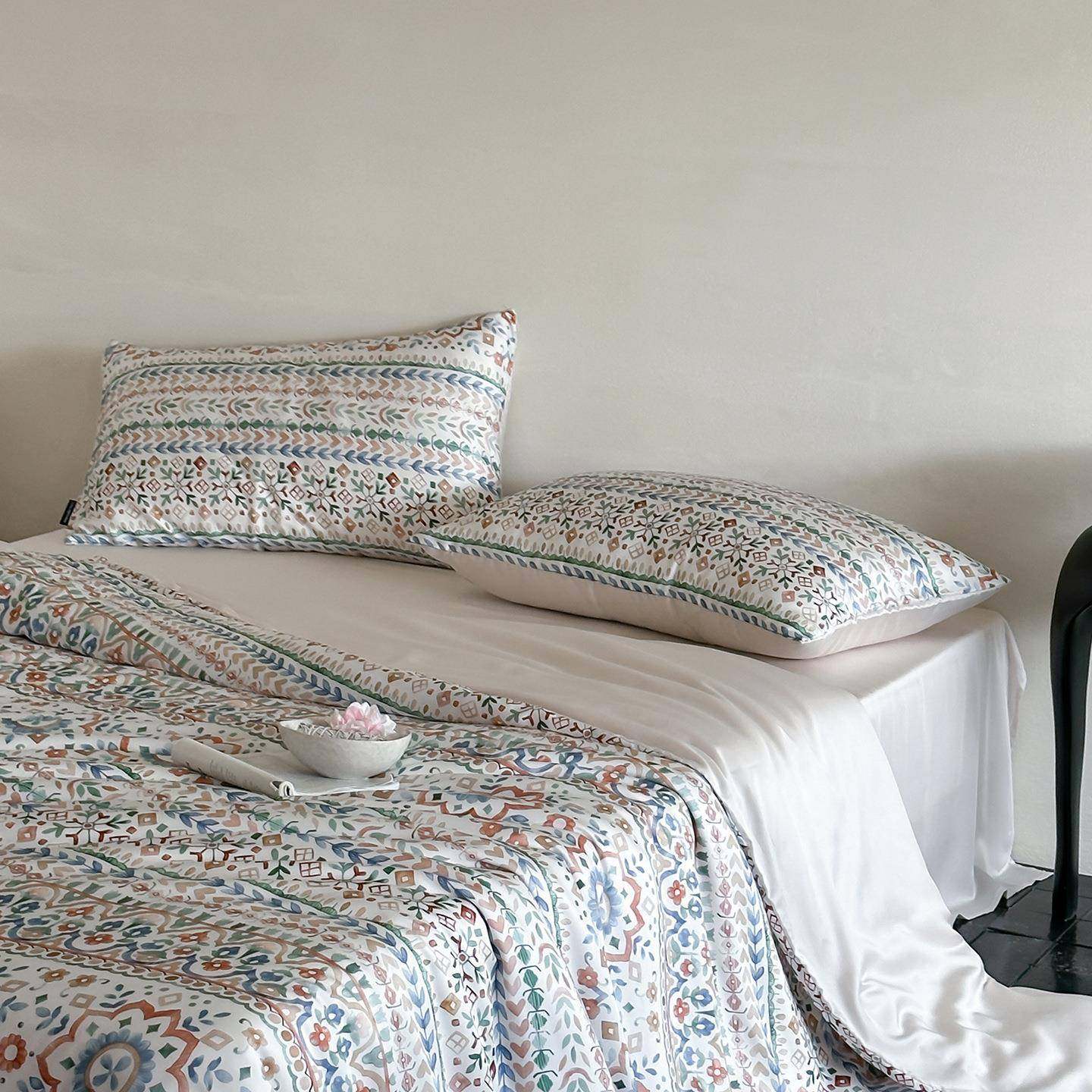 轻奢60支印花天丝四件套夏季凉爽丝滑莱赛尔纤维床单冰丝裸睡床品