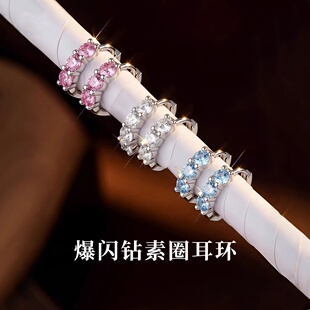 钛合金F136养耳洞耳钉男女高级感莫桑钻植入级耳扣圈耳骨钉防过敏
