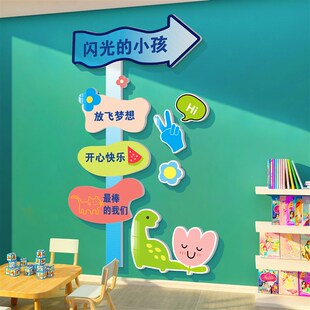 幼儿园环创主题墙画室美术教室布置装饰材料文化墙班级指路牌定制
