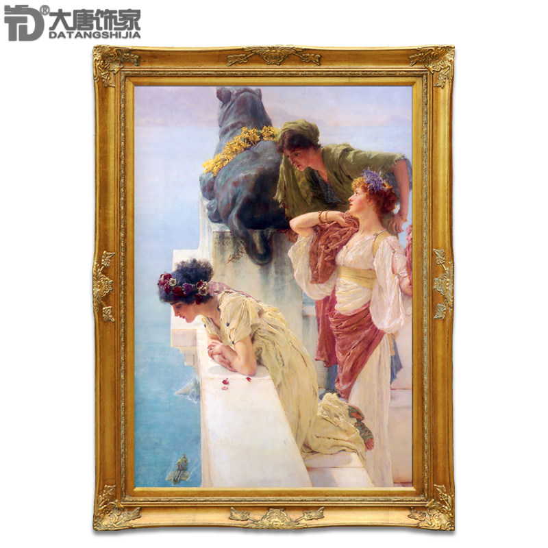 手绘客厅巨幅油画 豪华欧式玄关装饰画 古典人物挂画赛龙舟画N260