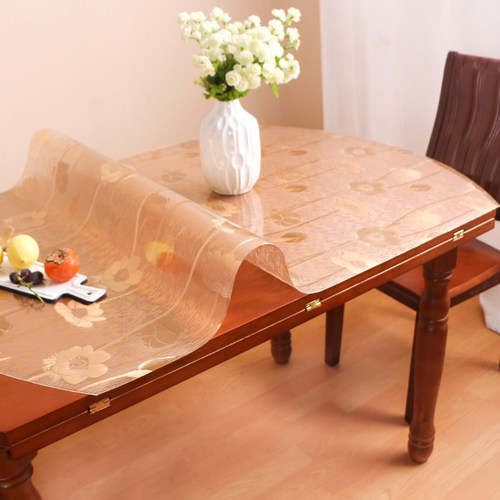 烫金椭圆餐桌垫软玻璃伸缩折叠桌椭圆形桌布pvc防水防烫防油免洗