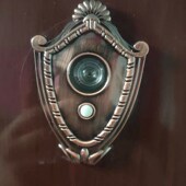 防盗门猫眼门铃二合一带遮挡后盖管径35mm家用高清塑料猫眼门镜