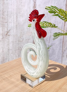 创意鸡摆件手工琉璃工艺品产地淄博开业礼品抽象简约家居个性饰品