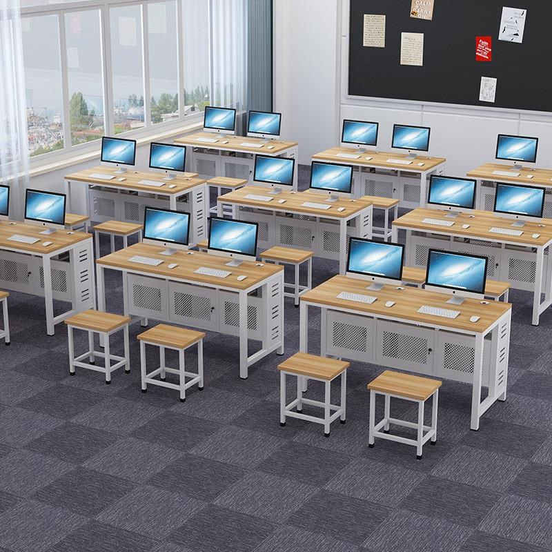 学校学生电教室钢木人三人多媒体微机室培训桌教室机房电脑厂家