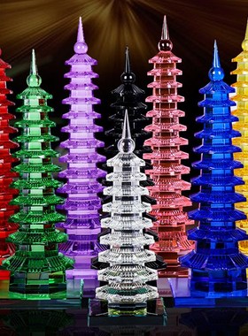 文昌塔十三层摆件七层办公室书房家居客厅书房书桌送学生水晶九层