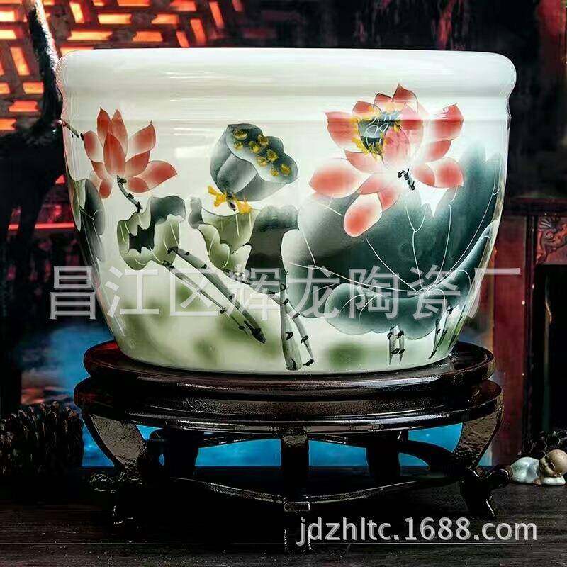 腌菜陶瓷泡菜缸青花 陶瓷浴缸陶瓷龙缸 手绘陶瓷鱼缸荷花缸